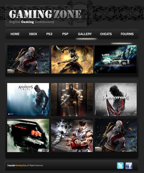 Gaming Zone — Gallery page design